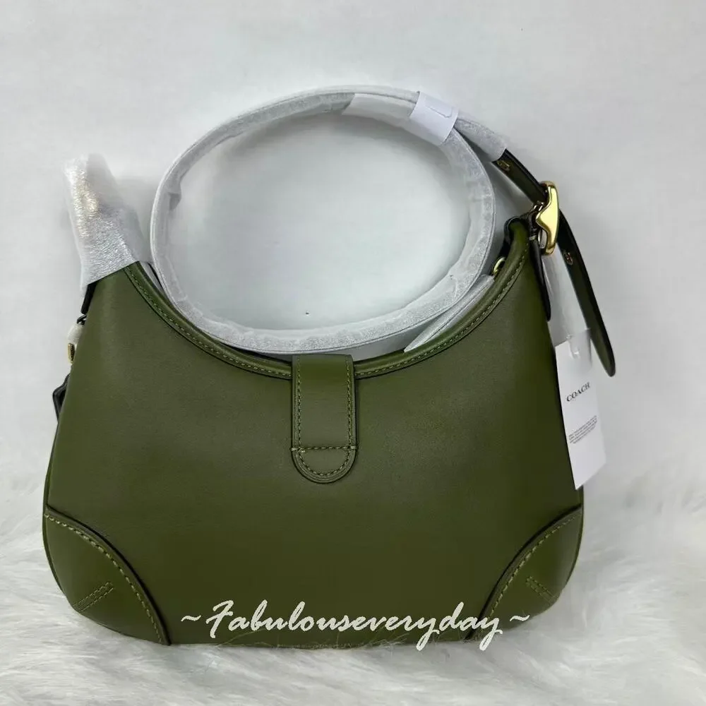 Coach Hamptons Hobo Bag Shoulder Bag In Leather/Brass/Olive CW642 NWT